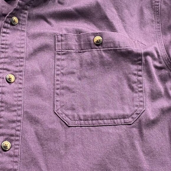 C.E. Schmidt Workwear Shirt Mens M Purple Cotton Button-Down Long Sleeves Pocket - Picture 5 of 9